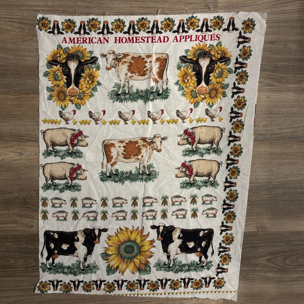 VTG fabric panel titled "American Homestead Appliqués" by Joan Kessler Concord